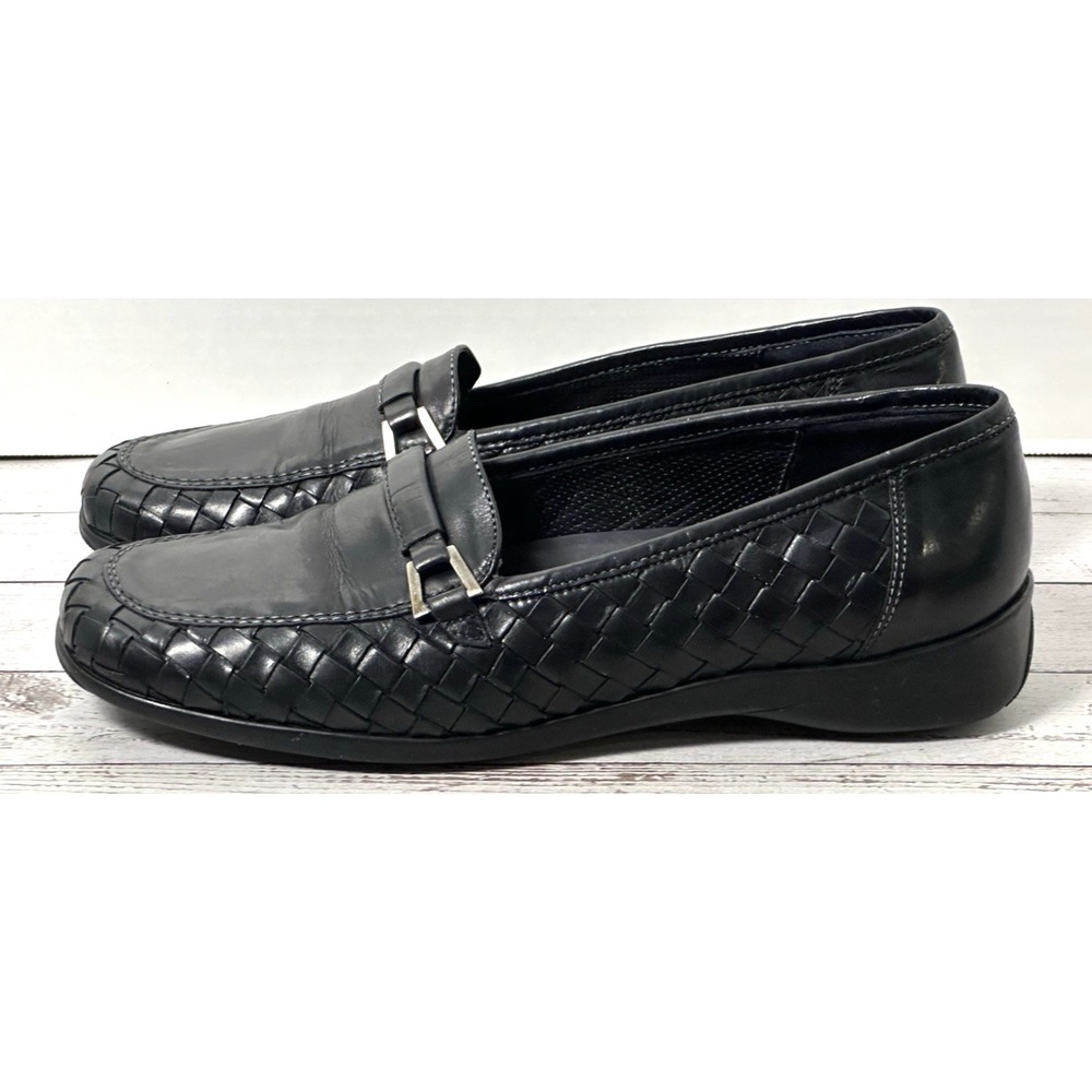Sesto Meucci Black Woven Loafers Italian Woven Loafers With Bucket Size 9M - Picture 13 of 16